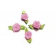 10x hellflieder Satinrose mit grünen Blättern 25x15mm zum Bekleben Scrapbooking - Bastelbedarf Schmuckzubehör