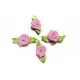 10x hellflieder Satinrose mit grünen Blättern 25x15mm zum Bekleben Scrapbooking - Bastelbedarf Schmuckzubehör - Leisure-Beads DIY
