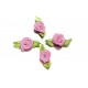 10x hellflieder Satinrose mit grünen Blättern 25x15mm zum Bekleben Scrapbooking - Bastelbedarf Schmuckzubehör