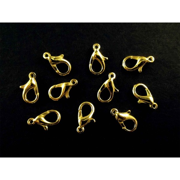 10x goldfarbener Karabinerhaken 10mm glatt Schmuckverschluss - Schmuckzubehör