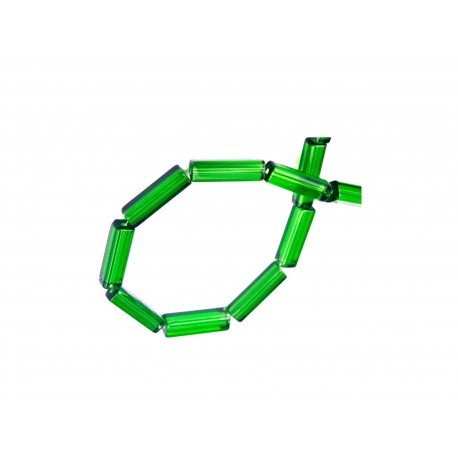 Leisure-Beads - 1 Strang grüne Glasperlen 20x5mm Tube transparent - Schmuckzubehör