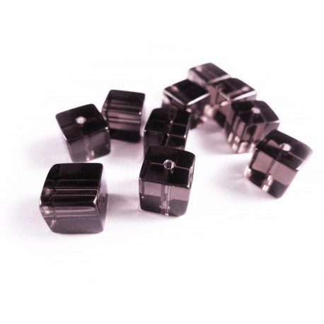 Leisure-Beads - 4x Lila 10x10mm Glas Würfel Perlen Cubes - Glasschmuck Schmuckzubehör