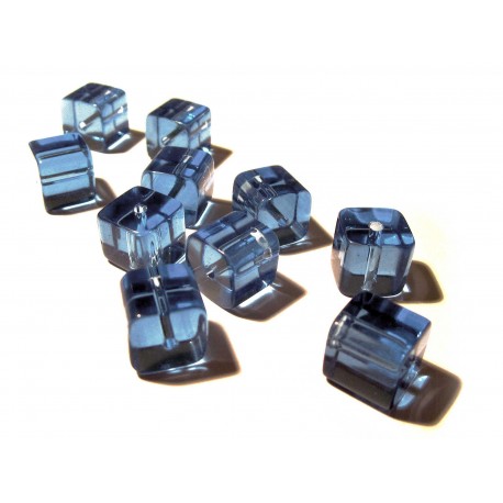 Leisure-Beads - 4x Hellblaue 10x10mm Glas Würfel Perlen Cubes - Glasschmuck Schmuckzubehör