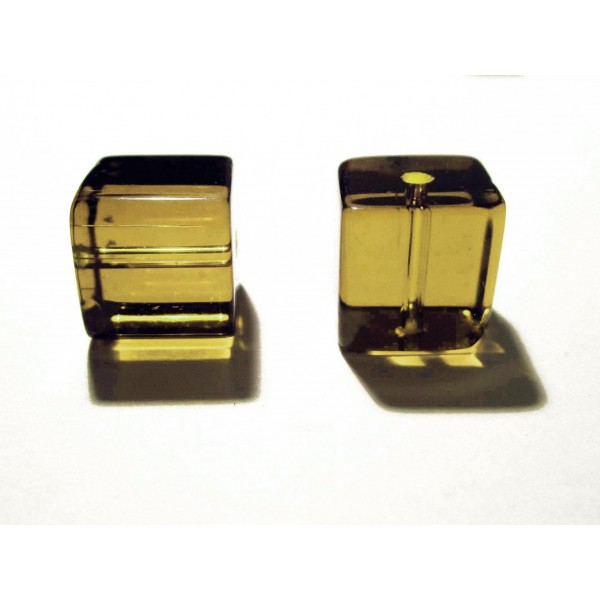 4x Light Topaz 10x10mm Glas Würfel Perlen Cubes - Glasschmuck Schmuckzubehör - Leisure-Beads DIY