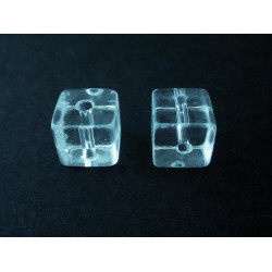 Leisure-Beads - 4x Transparent 10x10mm Glas Würfel Perlen - Schmuckzubehör