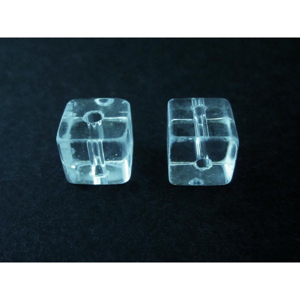 4x Transparent 10x10mm Glas Würfel Perlen - Schmuckzubehör - Leisure-Beads DIY