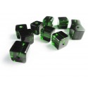 10x Grüne 8x8mm Glas Würfel Perlen - Schmuckzubehör Glasperlen