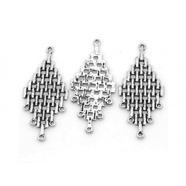 1x silberfarbener Kettenverbinder 47x22mm Chandelierverteiler silberfarben Collierverteiler Kettenverteiler - Schmuckzubehör - Leisure-Beads DIY