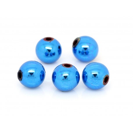 Leisure-Beads - 8x blaue Acryl Perle 7mm glatt Weihnachten blaue Acrylperlen - Schmuckzubehör