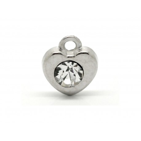 Leisure-Beads - 1x Herz Strass Anhänger 11x10mm silberfarbener Herzanhänger Herz Schmuckanhänger - Schmuckzubehör