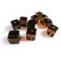 10x Braune 8x8mm Glas Würfel Perlen braune Cubes - Schmuckzubehör Glasperlen