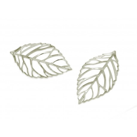 Leisure-Beads - 1x silberfarben Blatt Anhänger 54x32mm silberfarben Schmuckanhänger - Schmuckzubehör