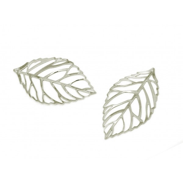 1x silberfarben Blatt Anhänger 54x32mm silberfarben Schmuckanhänger - Schmuckzubehör - Leisure-Beads DIY