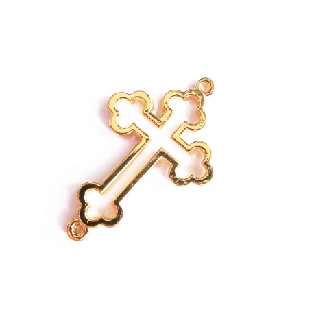 Leisure-Beads - 1x hellgoldfarben Kreuz Kettenverbinder 35x21mm Ketten Schmuckverbinder - Schmuckzubehör