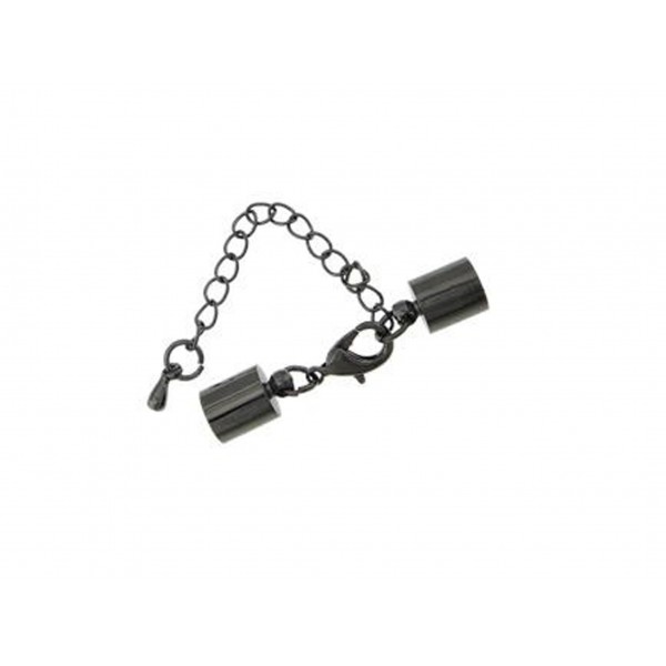 1x gunmetal Verschluss Innen 5mm 10x6mm Endkappe zum Einkleben mit Karabiner - Schmuckzubehör Endkappe - Leisure-Beads DIY