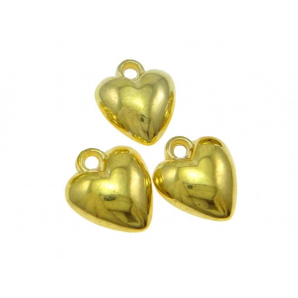 2x 18K vergoldete Herz Acryl Anhänger 14x16mm goldfarbene Schmuckanhänger - Schmuckzubehör - Leisure-Beads DIY