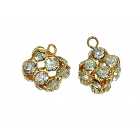 Leisure-Beads - 1x goldfarben Würfel mit Strass Schmuckanhänger 12x12mm goldfarben Strasswürfel - Schmuckzubehör