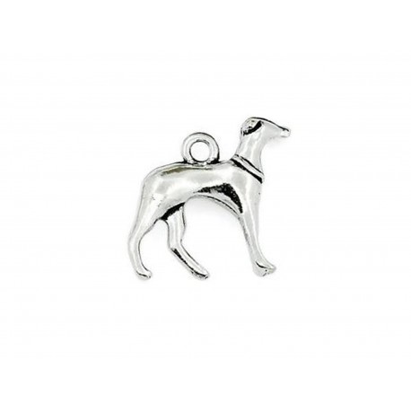 Leisure-Beads - 1x silberfarben Windhund Hund Anhänger 20x19x4mm als silberfarben Schmuckanhänger - Schmuckzubehör