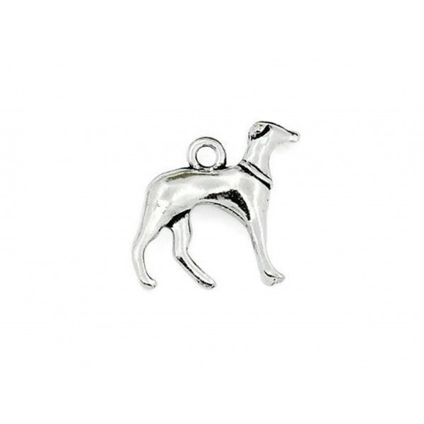 1x silberfarben Windhund Hund Anhänger 20x19x4mm als silberfarben Schmuckanhänger - Schmuckzubehör - Leisure-Beads DIY