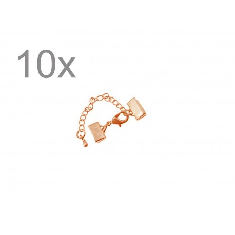 Leisure-Beads - 10x 10mm Bandklemmen Verschluss mit Karabiner und Kette rosegoldfarben - Schmuckzubehör