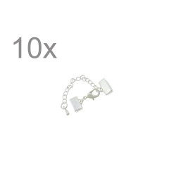 Leisure-Beads - 10x 10mm Bandklemme hellsilberfarben Verschluss mit Karabiner und Kette - Schmuckzubehör