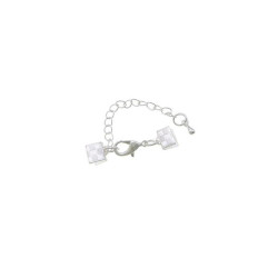 Leisure-Beads - 1x 7mm Bandklemme hellsilberfarben Verschluss mit Karabiner und Kette - Schmuckzubehör