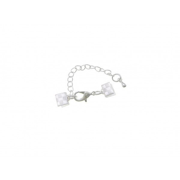 1x 7mm Bandklemme hellsilberfarben Verschluss mit Karabiner und Kette - Schmuckzubehör - Leisure-Beads DIY