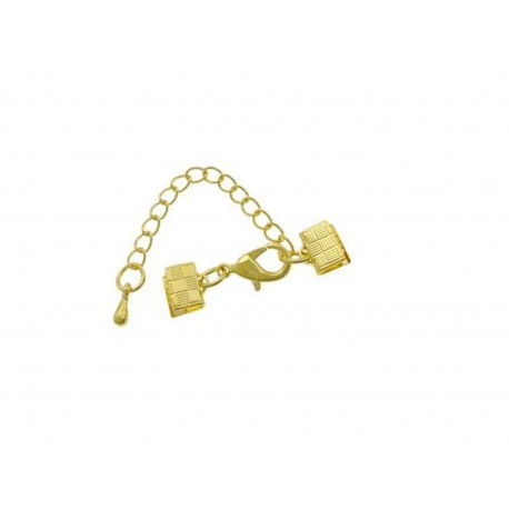 Leisure-Beads - 1x 7mm Bandklemme goldfarbener Verschluss mit Karabiner und Kette goldfarben - Schmuckzubehör