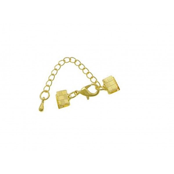 1x 7mm Bandklemme goldfarbener Verschluss mit Karabiner und Kette goldfarben - Schmuckzubehör - Leisure-Beads DIY