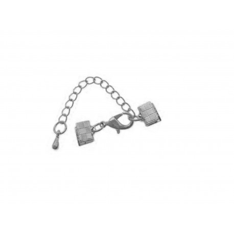 Leisure-Beads - 1x 7mm Bandklemme silberfarbener Verschluss mit Karabiner und Kette - Schmuckzubehör