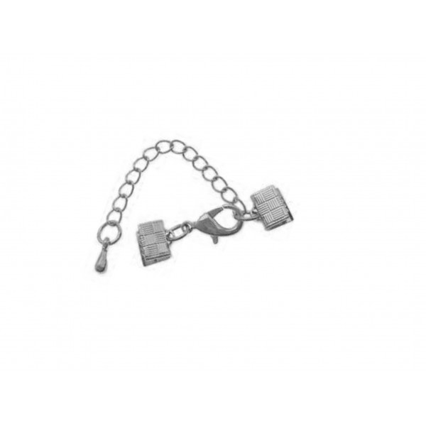 1x 7mm Bandklemme silberfarbener Verschluss mit Karabiner und Kette - Schmuckzubehör - Leisure-Beads DIY