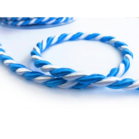 Leisure-Beads - 1m weiss blaue Kordel 6mm Schmuckband - Schmuckzubehör