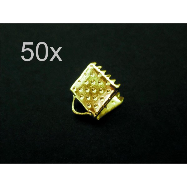 50x goldfarbene Bandklemme 6mm Bandverbinder - Schmuckzubehör - Leisure-Beads DIY