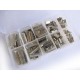 160 silberfarbene Bandklemmen 6-25mm in verschiedenen Größen Sortiment in Box - Schmuckzubehör Set