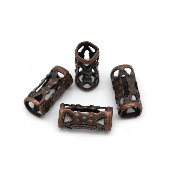 10x kupferfarben Metallperlen 8x4mm filigrane Grosslochperle - Schmuckzubehör - Leisure-Beads DIY