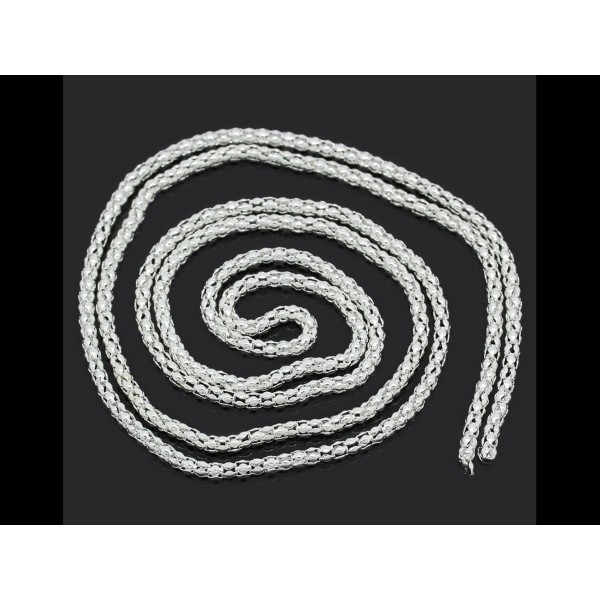 1m hellsilberfarben Popcornkette 3mm - Schmuckzubehör - Leisure-Beads DIY