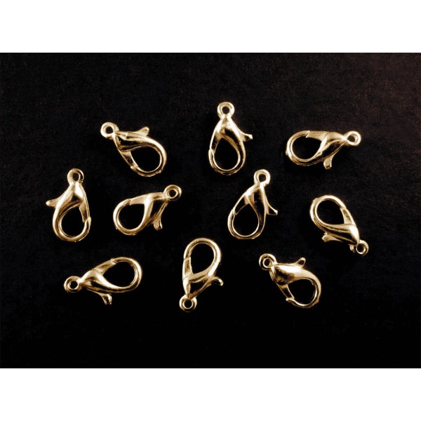 10x Karabinerhaken 10mm KC-Goldfarben - Schmuckzubehör - Leisure-Beads DIY