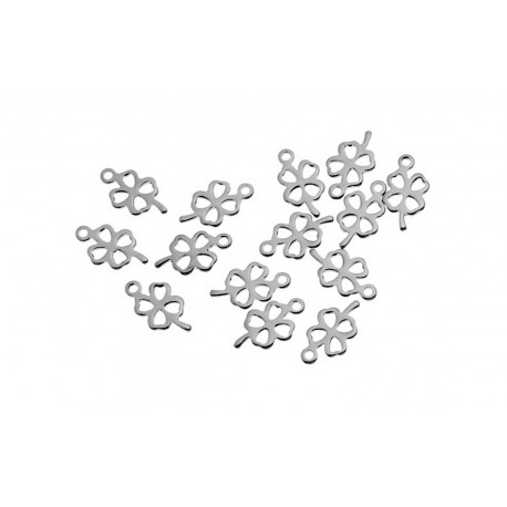 Leisure-Beads - 1x Edelstahl Kleeblatt 12x7x1mm silberfarben Schmuck Anhänger - Schmuckzubehör