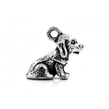 Leisure-Beads - 1x silberfarben Dackel Hund Anhänger 16,5x14mm als silberfarben Schmuckanhänger - Schmuckzubehör