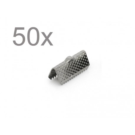 Leisure-Beads - 50x gunmetal Bandklemme 16mm metallschwarze Bandverbinder - gunmetal Schmuckzubehör