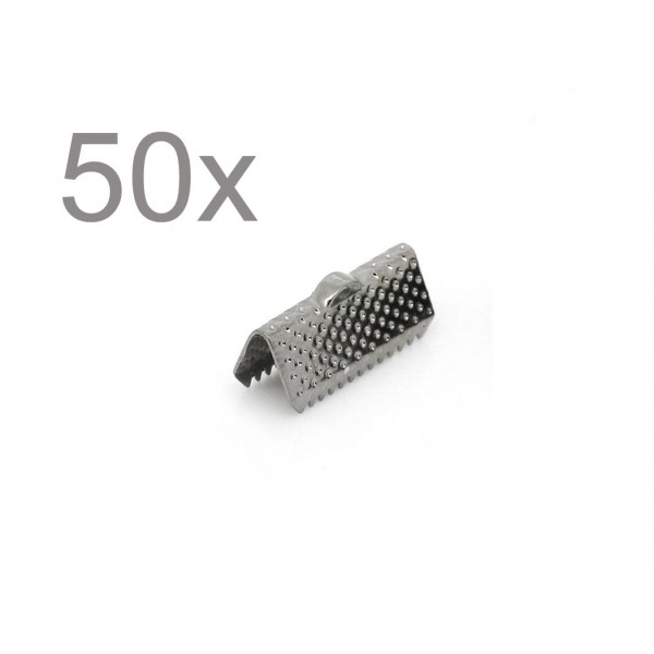 50x gunmetal Bandklemme 16mm metallschwarze Bandverbinder - gunmetal Schmuckzubehör - Leisure-Beads DIY