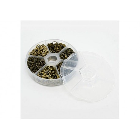 Leisure-Beads - Box mit 1745x bronzefarben Biegering 4-10mm runde Binderinge - Schmuckzubehör Set