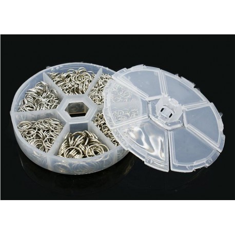 Leisure-Beads - Box mit 1745x silberfarben Biegering 4-10mm runde Binderinge - Schmuckzubehör Set