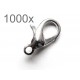  1000x silberfarben Karabinerhaken 12x7x3,50mm glatt silberfarbener Schmuckverschluss - Schmuckzubehör