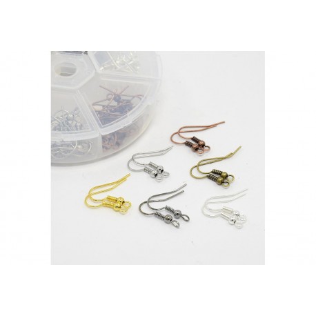 Leisure-Beads - Box mit 120 Ohrfedern 18x22mm in 6 verschiedenen Farben - Schmuckzubehör Set