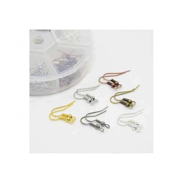Box mit 120 Ohrfedern 18x22mm in 6 verschiedenen Farben - Schmuckzubehör Set - Leisure-Beads DIY