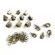 10 bronze Bandklemmen 10mm + 5 Karabiner + 20 Biegeringe als Schmuckzubehör Set für Halsbänder - bronze Schmuckzubehör Set - Leisure-Beads DIY