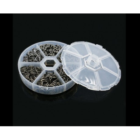 Leisure-Beads - Box mit 1745x gunmetal Biegering 4-10mm runde Binderinge - Schmuckzubehör Set