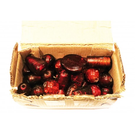 Leisure-Beads - 250g Perlenmix aus großen braun-roten Lampwork Glasperlen - Schmuckzubehör