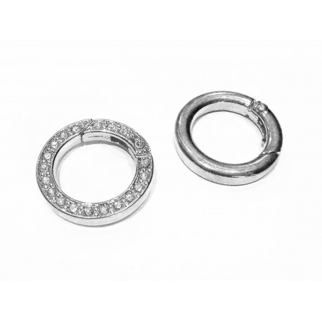 Leisure-Beads - 1x silberfarben Strass Ringverschluss 24x4mm Karabinerhaken - Schmuckzubehör